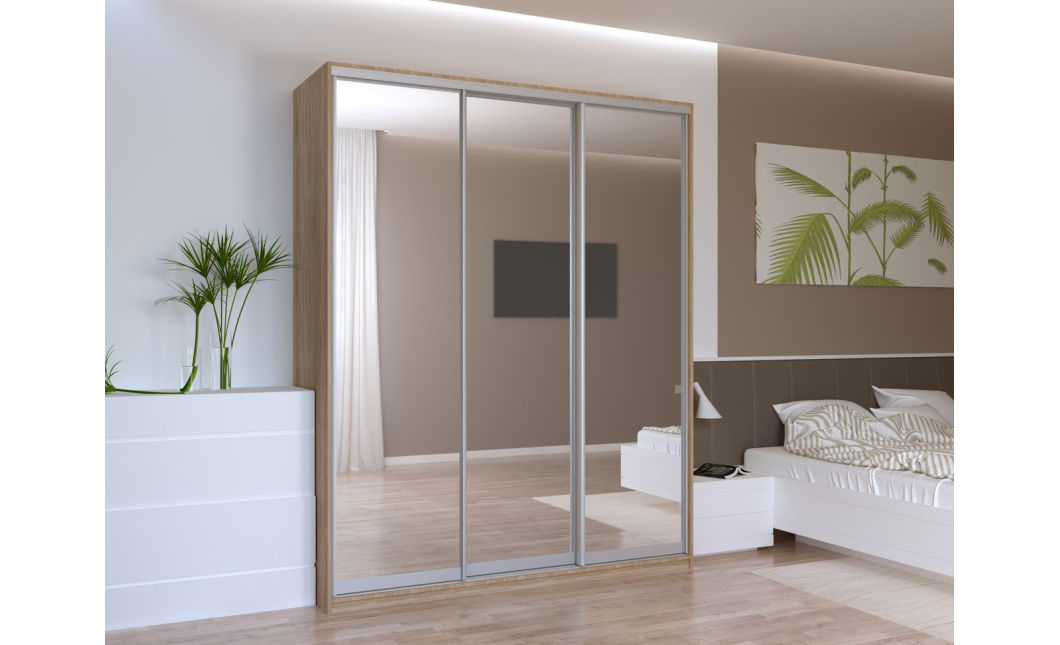 Šatní skříň Doros City Light Dub Sonoma 3 zrcadla 180×60×225 (42002057)