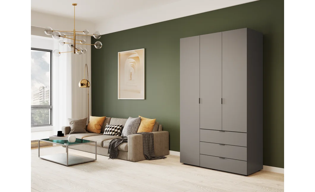Šatní skříň na oblečení Doros Gelar Grafit 3 dveře 116,2×49,5×203,4 (80737074)
