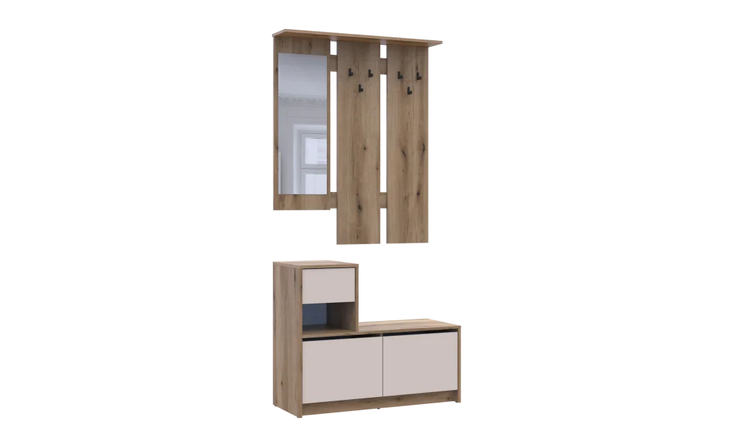 Předsíň Bela Dub Evok/Kašmír 1 DTD / 1 zrcadlo 100×40×210 (44900411)
