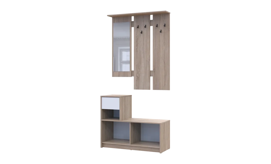 Předsíň Bela Dub Sonoma/Bílá 1 DTD / 1 zrcadlo 100×40×210 (44900410)
