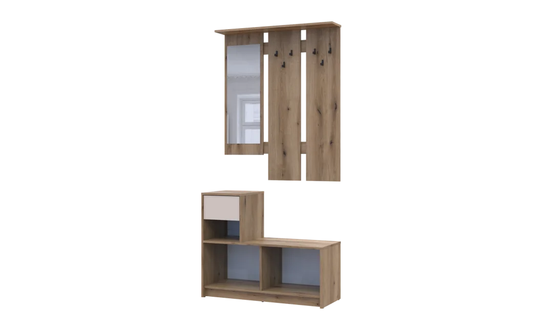 Předsíň Bela Dub Evok/Kašmír 1 DTD / 1 zrcadlo 100×40×210 (44900411)