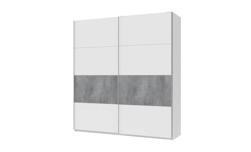Šatní skříň Doros G-Caiser Bílá / Bílá vložka Beton 2 DTD / 4 části 220×60×240 (42003004)
