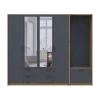 Šatní skříň Doros Rondi s věšákem a zrcadlem Dub Artisan / Grafit, 4 dvere 220×52×195 (42005295)
