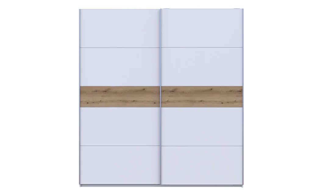 Šatní skříň Doros G-Caiser Bílá / Bílá vložka Dub Evok 2 DTD / 5 části 220×60×240 (44900283)