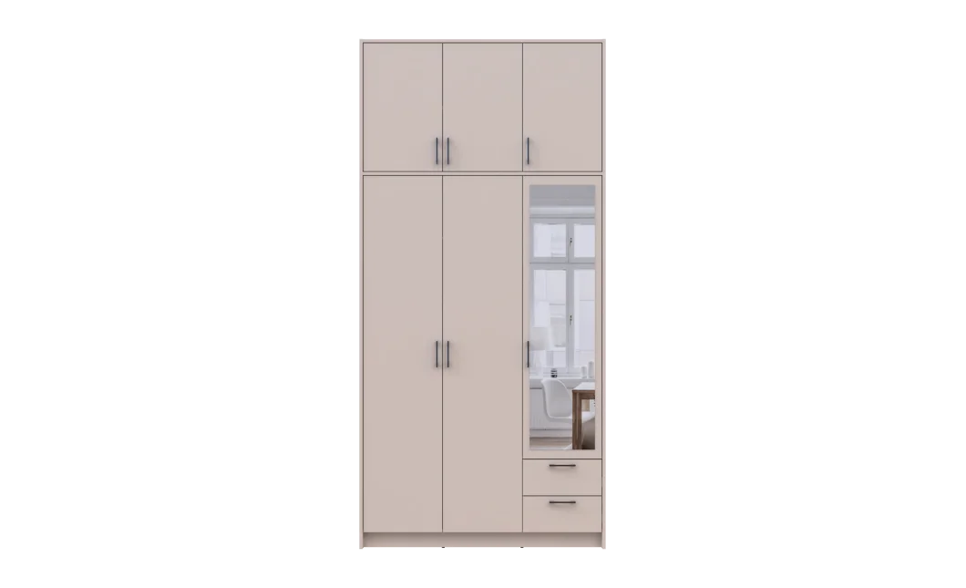 Šatní skříň Doros Rondy s s vysokým nástavcem a zrcadlem Kašmír 3 dvere 121x52x260 (80738486)