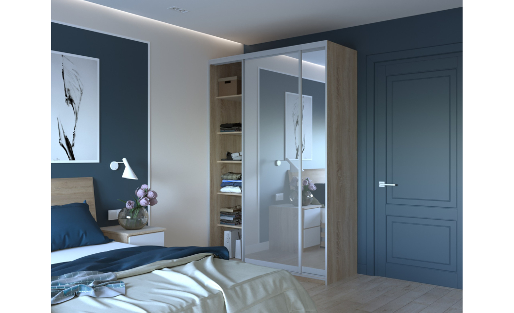 Šatní skříň Doros City Light Dub Sonoma 2 zrcadla 150×60×225 (44900073)