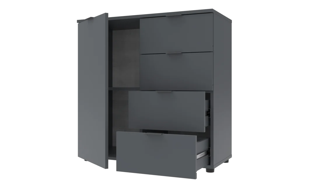 Komoda Doros Ron 1 1 dveře 4 zásuvky Grafit 80 × 38 × 81 (41516006)
