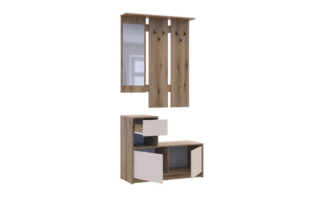 Předsíň Bela Dub Evok/Kašmír 1 DTD / 1 zrcadlo 100×40×210 (44900411)