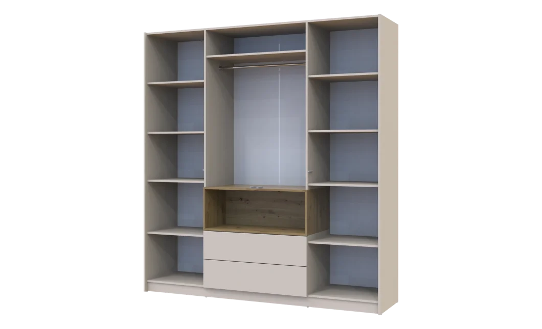 Skříň na oblečení s nikou Doros Dale Kašmír/Dub Artisan 4 dveře 206 × 52 × 220 (80737727)