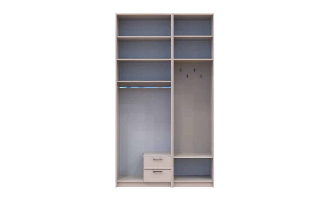 Šatní skříň Doros Rondi s věšákem, zrcadlem a vysokým nástavcem Kašmír 2 dvere 142x52x260 (42005406)