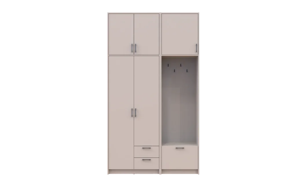 Šatní skříň Doros Rondi s věšákem a vysokým nástavcem Kašmír 2 dvere 142x52x260 (42005397)