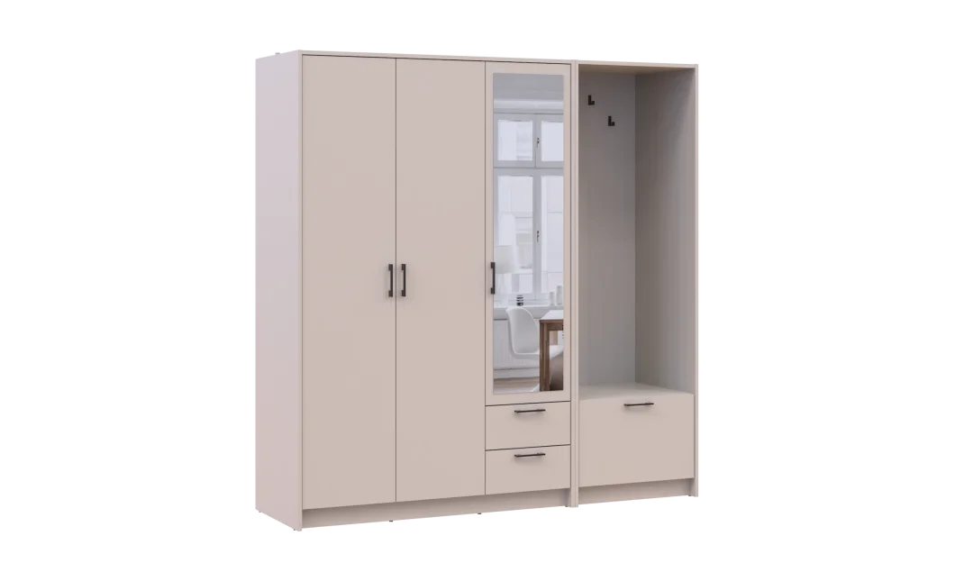 Šatní skříň Doros Rondi s věšákem a zrcadlem Kašmír 3 dvere 181x52x195 (42005401)