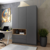 Skříň na oblečení s nikou Doros Dale Antracit/Dub Evok 3 dveře 150 × 52 × 220 (44900526)