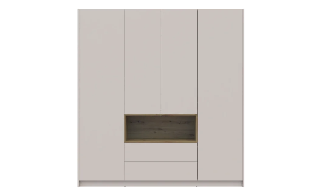 Skříň na oblečení s nikou Doros Dale Kašmír/Dub Artisan 4 dveře 206 × 52 × 220 (80737727)