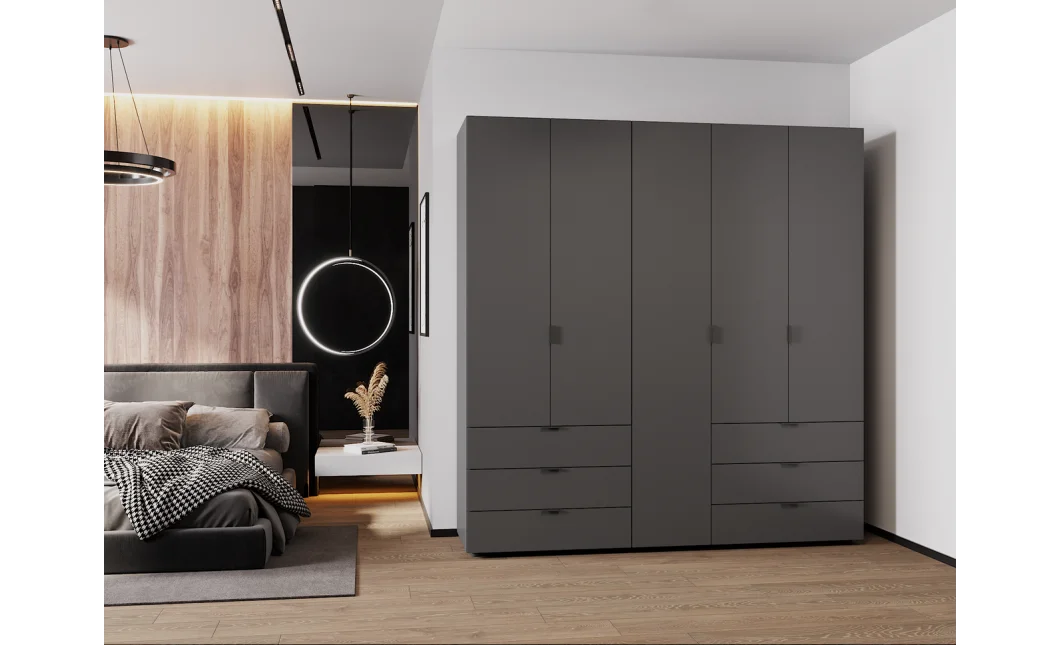 Šatní skříň na oblečení Doros Gelar set Grafit 2+3 dveře 193,7×49,5×203,4 (42002132)