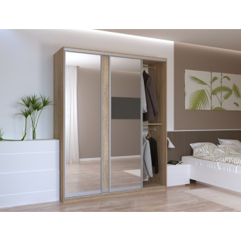 Šatní skříň Doros City Light Dub Sonoma 1 DTD / 2 zrcadla 180×60×225 (44900030)