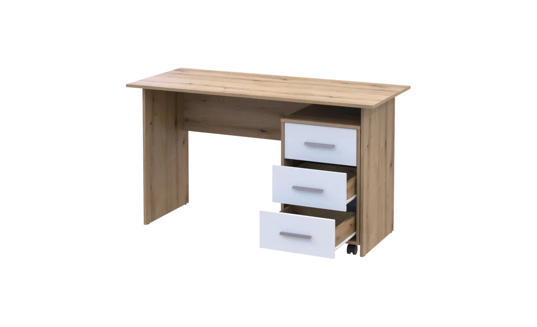 Kancelářský stůl Doros T3 Dub Evok/Bílý Dřevo 120 × 68 × 78 (41901064)