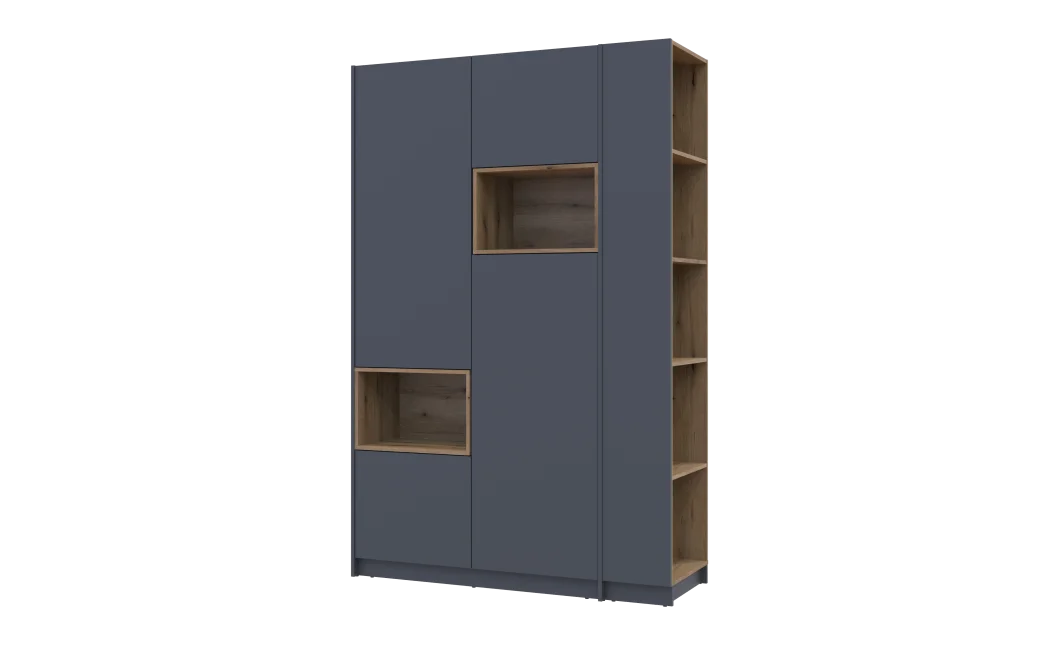 Šatní skříň s výklenkem a regálem Doros Dale Antracit/Dub Evok 2 dveře 143,2×52×220 (42005337)