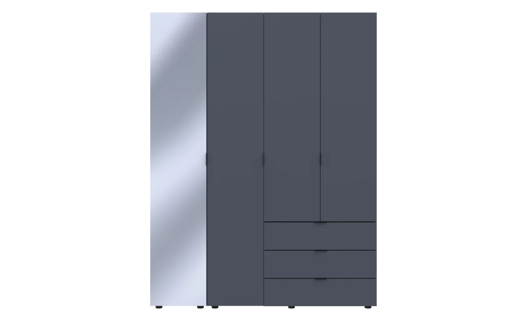 Skříň na oblečení Doros Gelar Grafit 3 dveře/zrcadlo 155 × 49,5 × 203,4 (42002158)