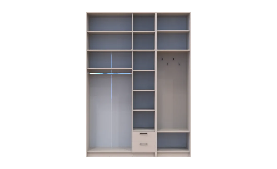 Šatní skříň Doros Rondi s věšákem, zrcadlem a vysokým nástavcem Kašmír 3 dvere 181x52x260 (42005407)
