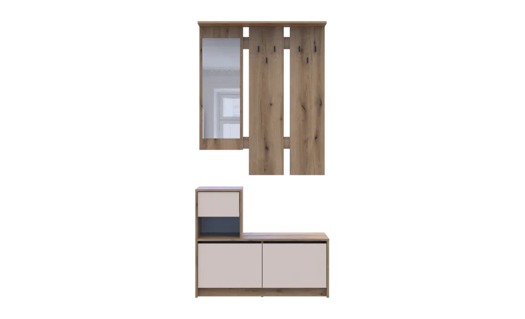 Předsíň Bela Dub Evok/Kašmír 1 DTD / 1 zrcadlo 100×40×210 (44900411)