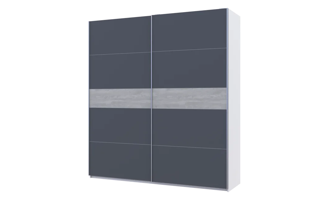 Šatní skříň Doros G-Caiser Bílá / Grafit vložka Beton 2 DTD / 5 části 220×60×240 (44900281)