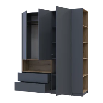 Šatní skříň s výklenkem a regálem Doros Dale Antracit/Dub Evok 3 dveře 178×52×220 (42005338)