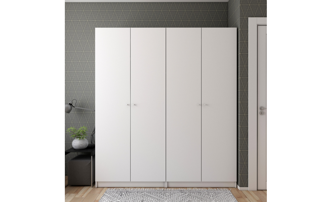 Skříň na oblečení Doros Promo Bílá 2+2 dveře 180×48×204 (42005008)