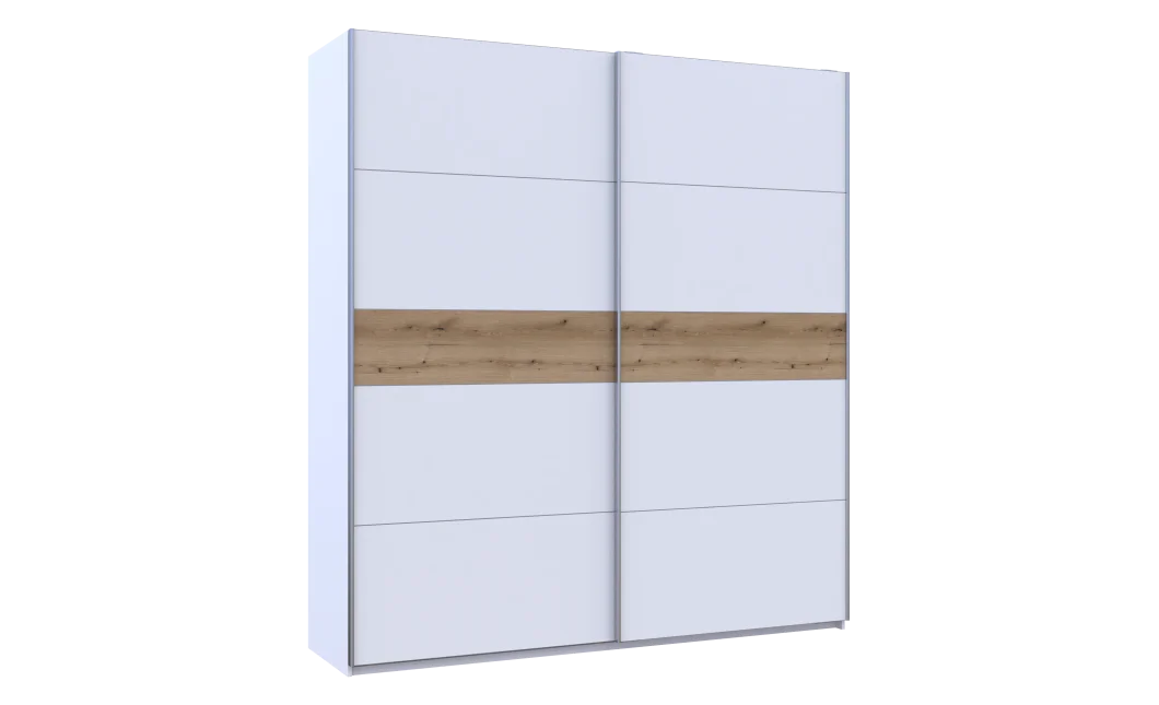 Šatní skříň Doros G-Caiser Bílá / Bílá vložka Dub Evok 2 DTD / 5 části 220×60×240 (44900283)