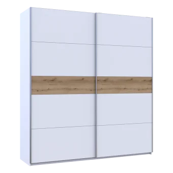 Šatní skříň Doros G-Caiser Bílá / Bílá vložka Dub Evok 2 DTD / 5 části 220×60×240 (44900283)