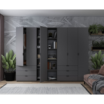 Set Doros Gelar s regálem Grafit 3+3 dveře 270,6×49,5×203,4 (42005061)