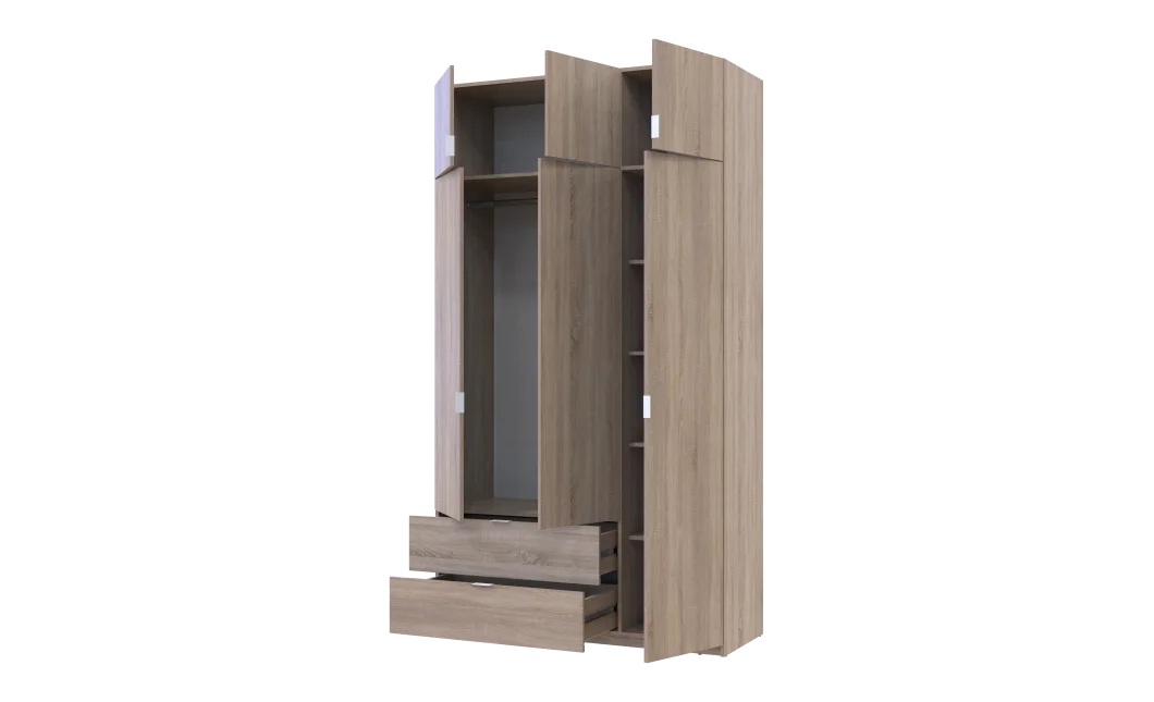 Šatní skříň Lukas Dub Sonoma/Dub Sonoma 3 dveře 135x50x240 (80737803)