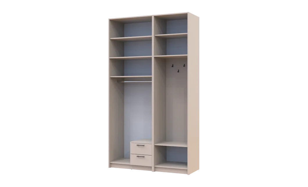 Šatní skříň Doros Rondi s věšákem a vysokým nástavcem Kašmír 2 dvere 142x52x260 (42005397)