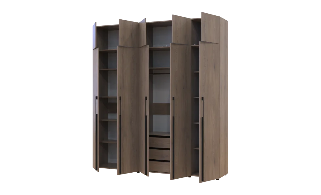 Kleiderschrank mit Schubladen, Regalen und Aufsatzschrank Doros Kasper Cremona Cannolo 2+3 LTD 225 × 50 × 245 cm (42005557)
