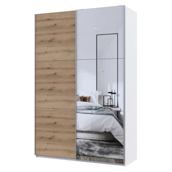 Skříň s posuvnými dveřmi Doros G-Caiser Bílá Dub Evok 1 DTD / 1 zrcadlo 160x60x240 (42005071)