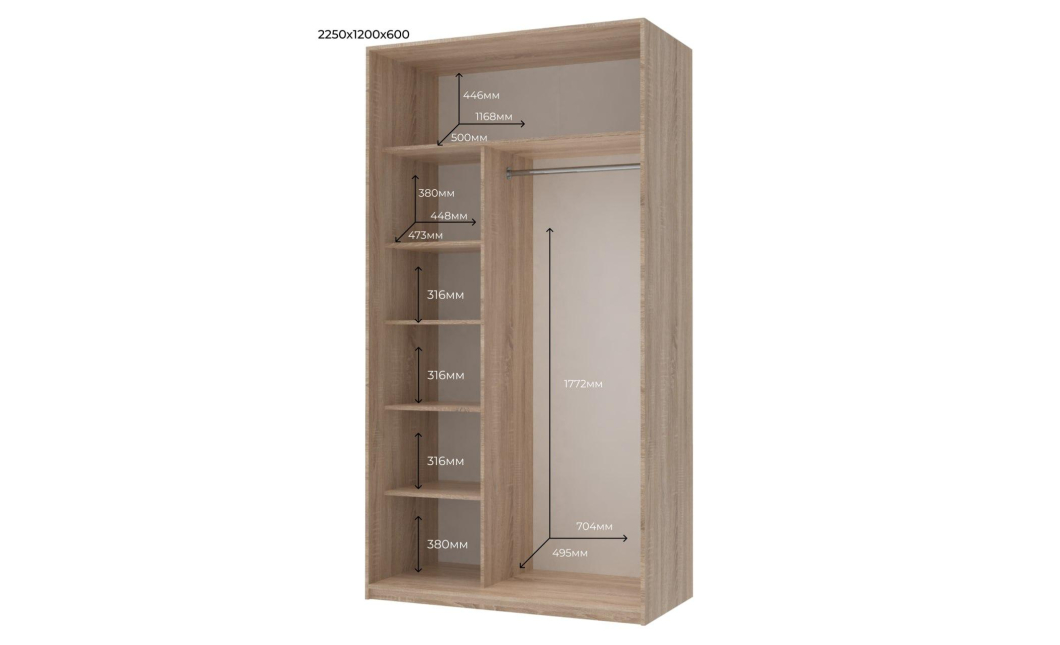 Šatní skříň Doros City Light Dub Sonoma 2 DTD 120×60×225 (42002010)
