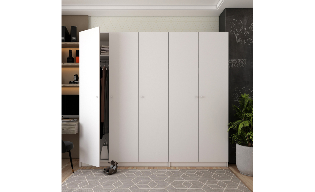 Skříň na oblečení Doros Promo Bílá 2+3 dveře 225×48×204 (42005004)