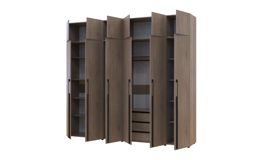 Kleiderschrank mit Schubladen, Regalen und Aufsatzschrank Doros Kasper Cremona Cannolo 3+3 LTD 270 × 50 × 245 cm (42005581)