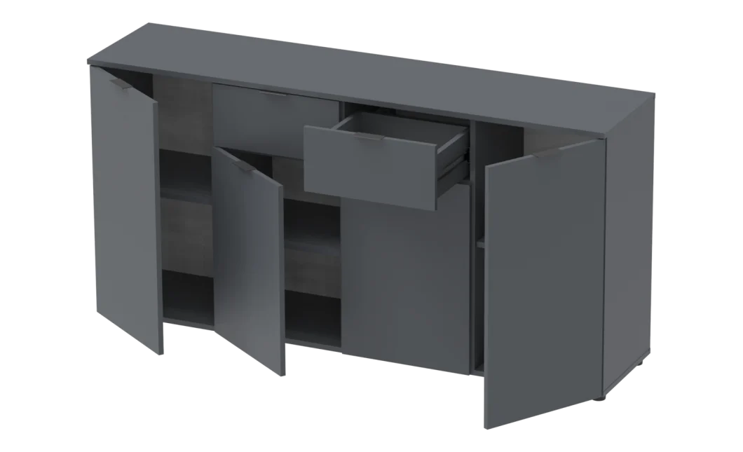 Komoda Doros Ron 7 Grafit 4 dveře 2 zásuvky 160 × 38 × 81 (44900236)