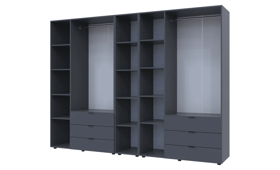 Set Doros Gelar s regálem Grafit 3+3 dveře 270,6×49,5×203,4 (42005061)