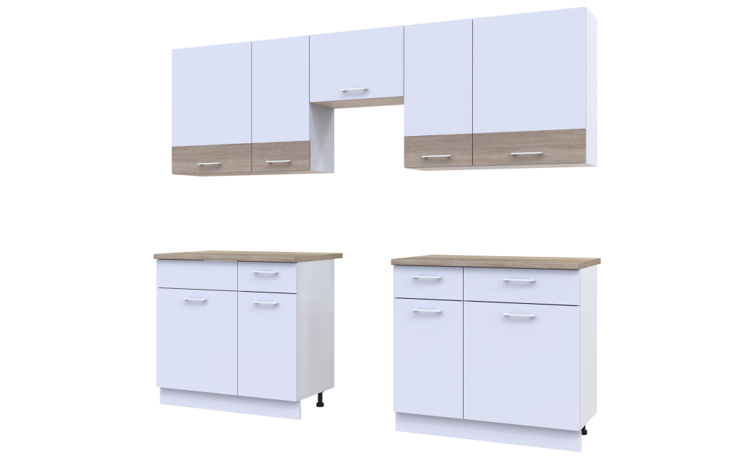 Kuchyně Lea Doros 2,6 m Bílá/Dub Sonoma DTD 260×60×250 (81000009)