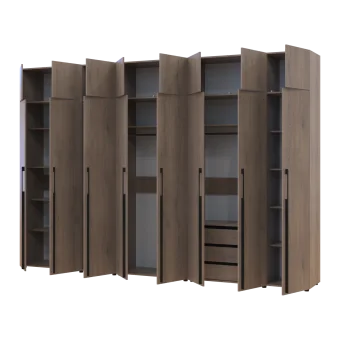 Kleiderschrank mit Schubladen, Regalen und Aufsatzschrank Doros Kasper Cremona Cannolo 3+2+3 LTD 360 × 50 × 245 cm (42005745)