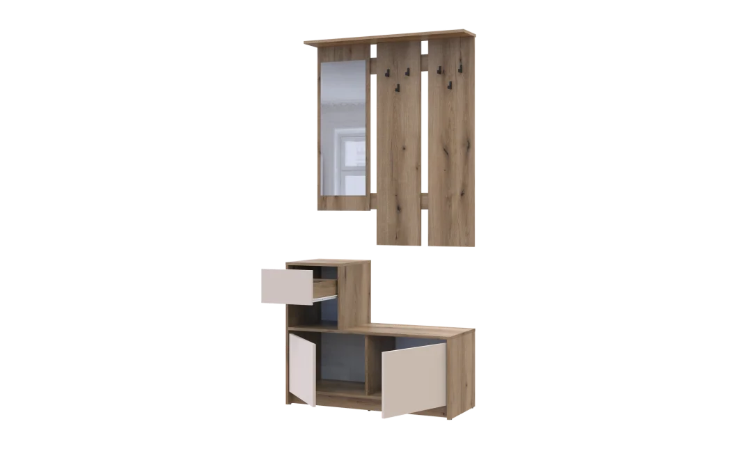 Předsíň Bela Dub Evok/Kašmír 1 DTD / 1 zrcadlo 100×40×210 (44900411)