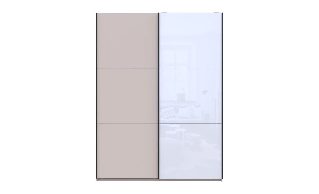 Šatní skříň s posuvnými dveřmi Doros G-Caiser Kašmír / Bílá 1 DTD / 1 sklo / 3 části 180x60x240 (42005322)