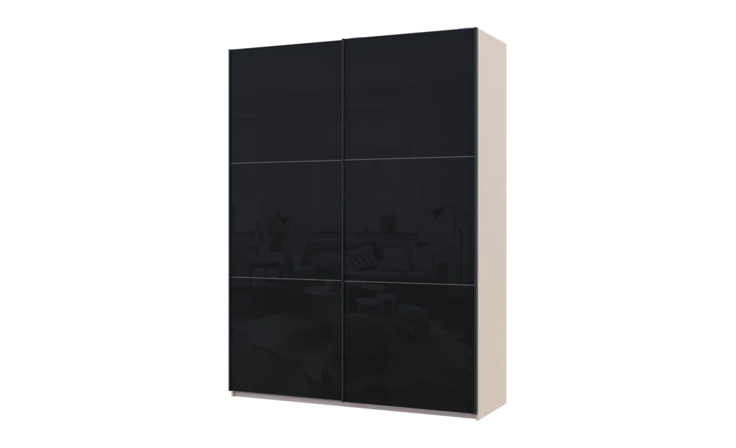 Šatní skříň s posuvnými dveřmi Doros G-Caiser Kašmír / Černá 2 skla / 3 části 180x60x240 (42005326)