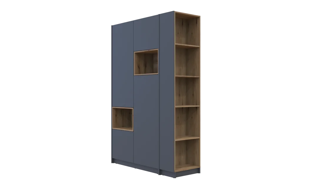 Šatní skříň s výklenkem a regálem Doros Dale Antracit/Dub Evok 2 dveře 143,2×52×220 (42005337)