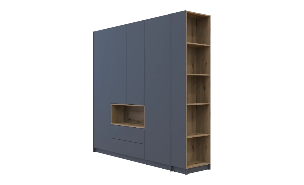 Šatní skříň s výklenkem a regálem Doros Dale Antracit/Dub Evok 4 dveře 234×52×220 (42005339)