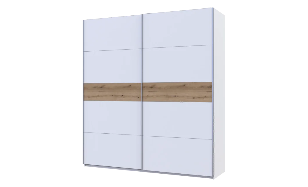 Šatní skříň Doros G-Caiser Bílá / Bílá vložka Dub Evok 2 DTD / 5 části 220×60×240 (44900283)