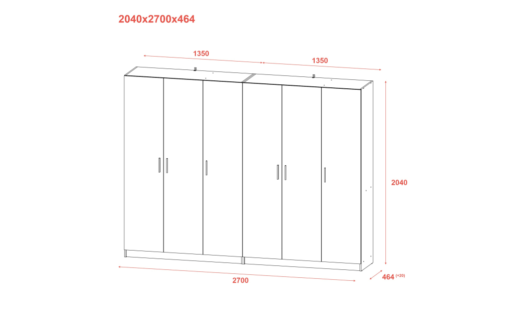 Sada Promo Šedá 3+3 dveře 270x48x204 (80737768)
