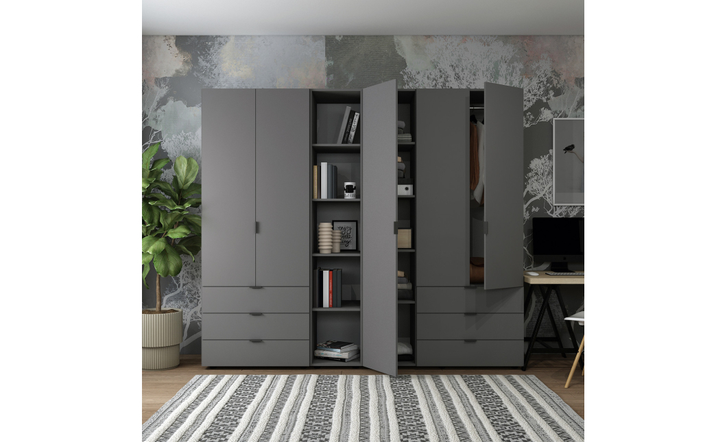 Set Doros Gelar s regálem Grafit 2+3 dveře 231,9×49,5×203,4 (42005057)